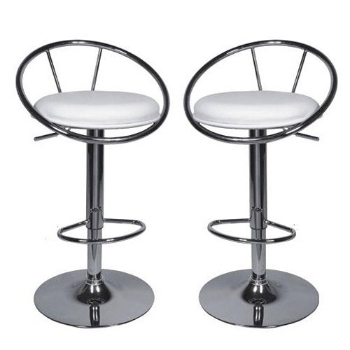 Height Adjustable PVC Leather Bar Stools White