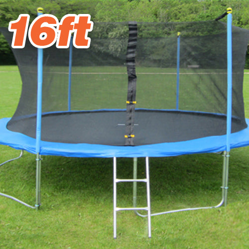 16ft Outdoor Trampoline Enclosure Set with Safety Net and Ladder