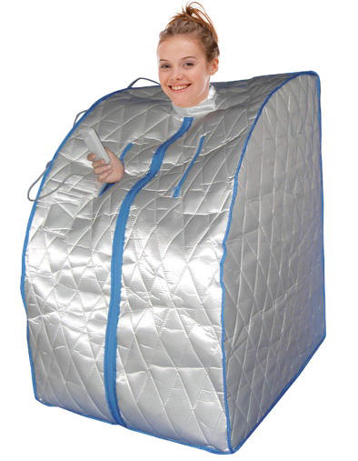 Portable Far Infrared One Person Home Sauna with Foot Heating Pad and Portable Chair