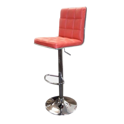 Set of 2 Red Faux-Leather Padded Bar Stools Height Adjustable