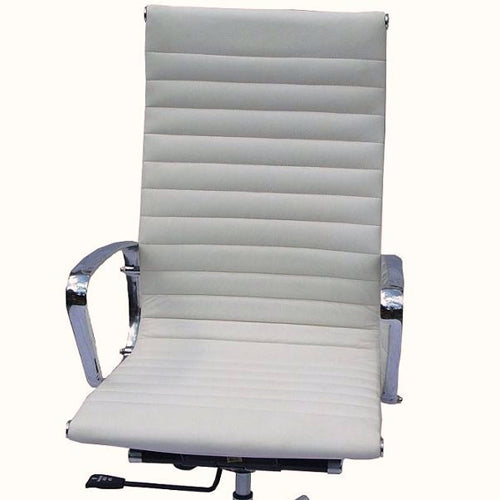 Eames High Back Executive Chair Italian Leather White 