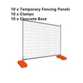 Temporary Fencing System 10 Panels 2100mmx2400mm with Concrete Feets Clamps