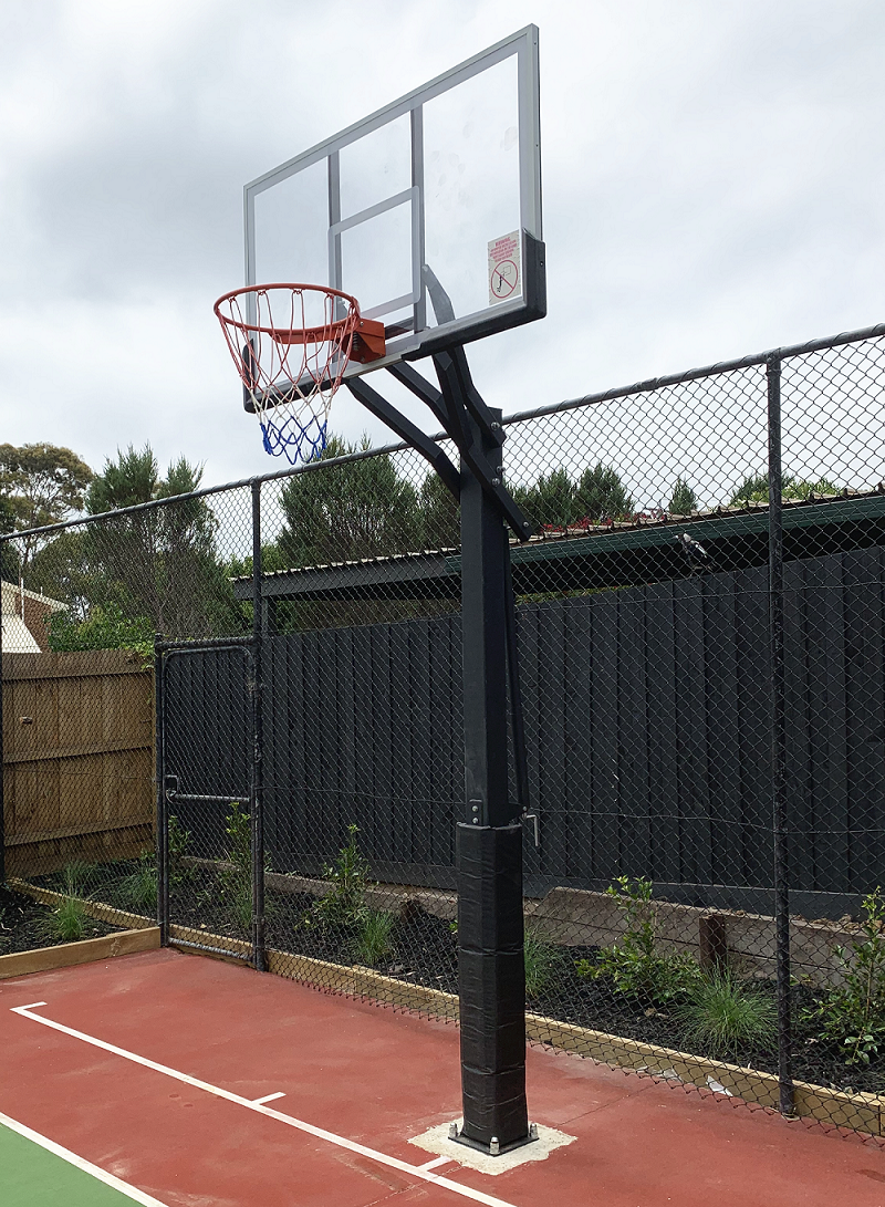 55 Inch In-ground Basketball Slam Dunk System Tempered Glass Backboard