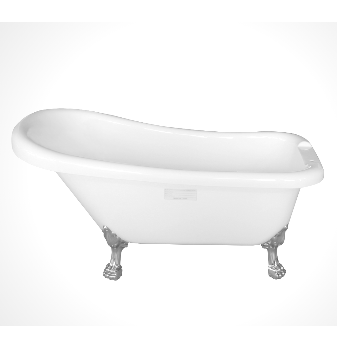 Bathroom Acrylic Free Standing Bath Tub 1500 x 760 x 760MM with Chrome Feet (8022-15)