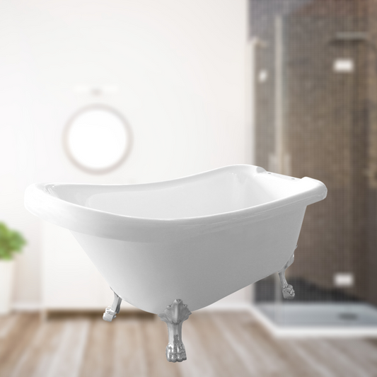 Bathroom Acrylic Free Standing Bath Tub 1700 x 780 x 780MM with Chrome Feet (8022-17) Slightly Damaged