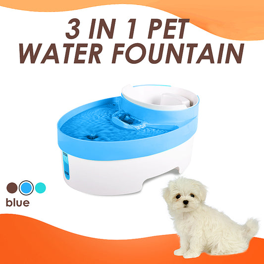 3L Auto Waterfall Drinking Fountain Cat dog Pet Drinker Water Bowl with Filter (Blue)