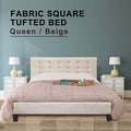 Fabric Bed Frame (Queen size, Beige color)