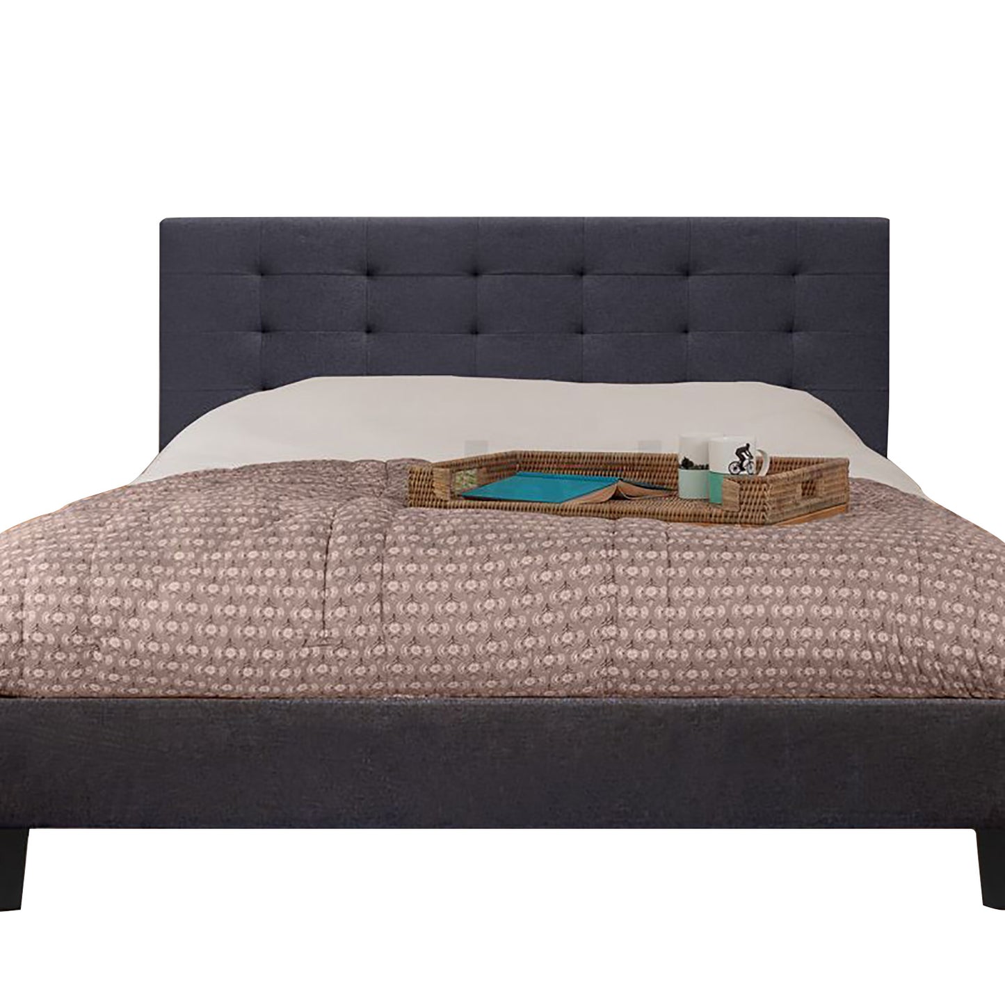 Fabric Bed Frame (Queen size, Charcoal color) CB03