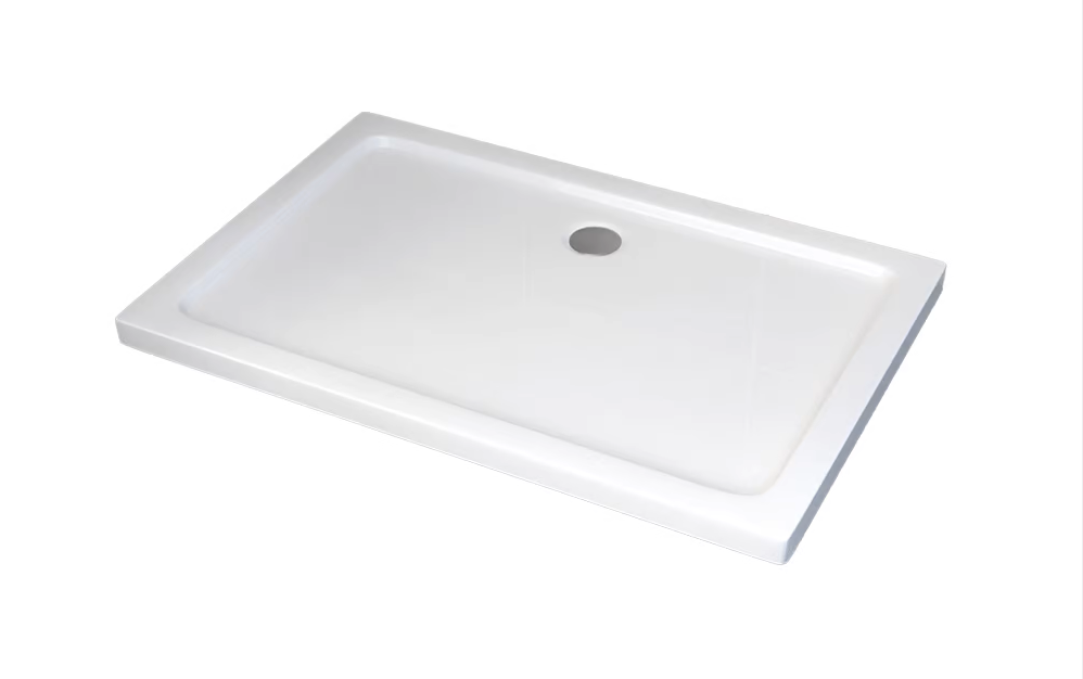 Rectangular SMC Shower Tray Base 1200x800x40mm White + Waste