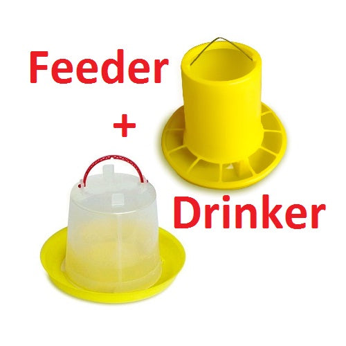 Large Chicken Poultry 6kg Feeder and 6L Water Drinker Set