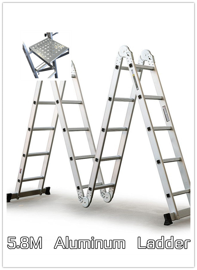 5.8M Multi Purpose Adjustable Aluminum Ladder W/T Workshelf