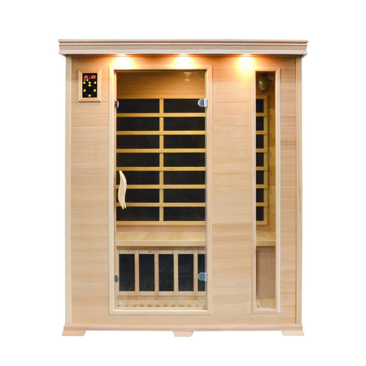 Luxury Carbon Fibre Infrared 3 Person Sauna 9 Heating Panels 2190W D3