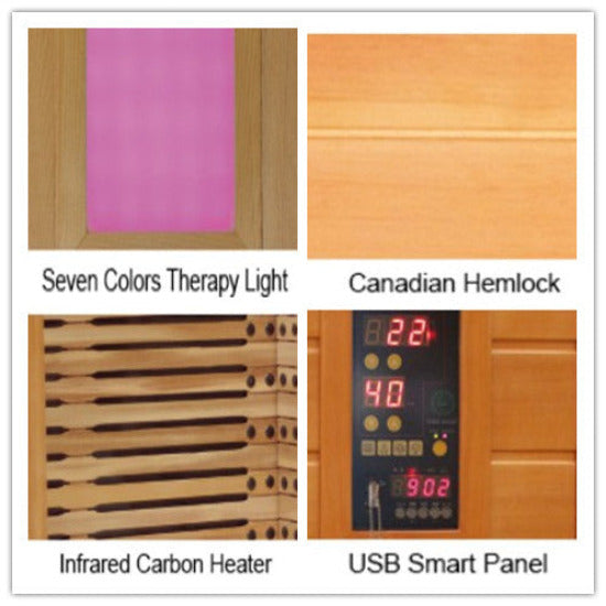 3 Person Luxury Carbon Fibre Infrared Sauna 8 Heating Panels 003F