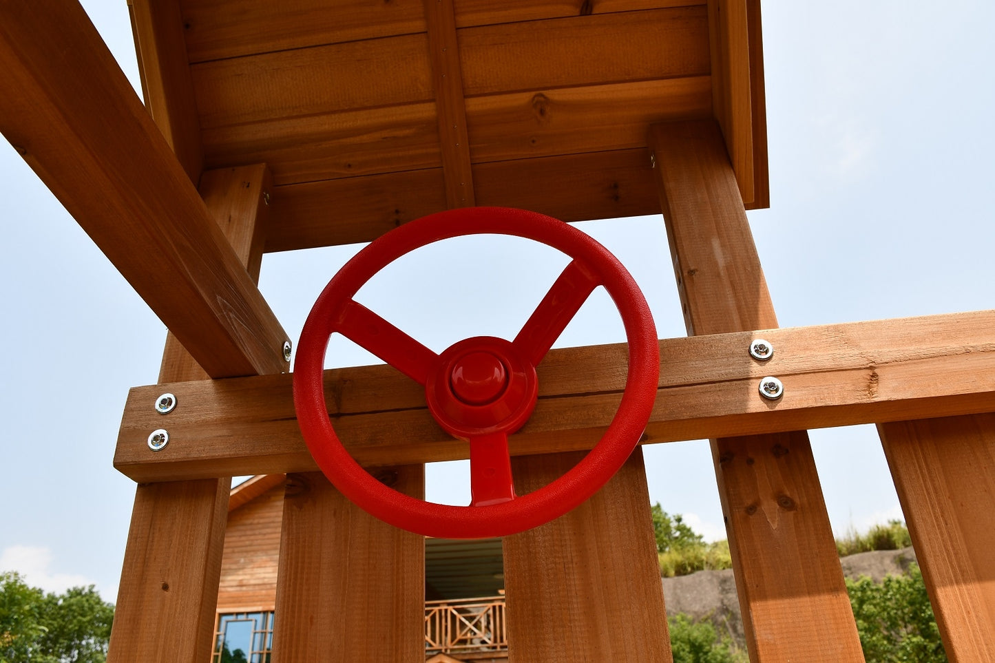 Red Wheel Steering for Backyard Swing Slide Set
