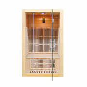 Greenland 2-Person Luxury Far-Infrared Sauna 8 Carbon Heater 1860W Full Glass Front Panel 3 Yr Warranty