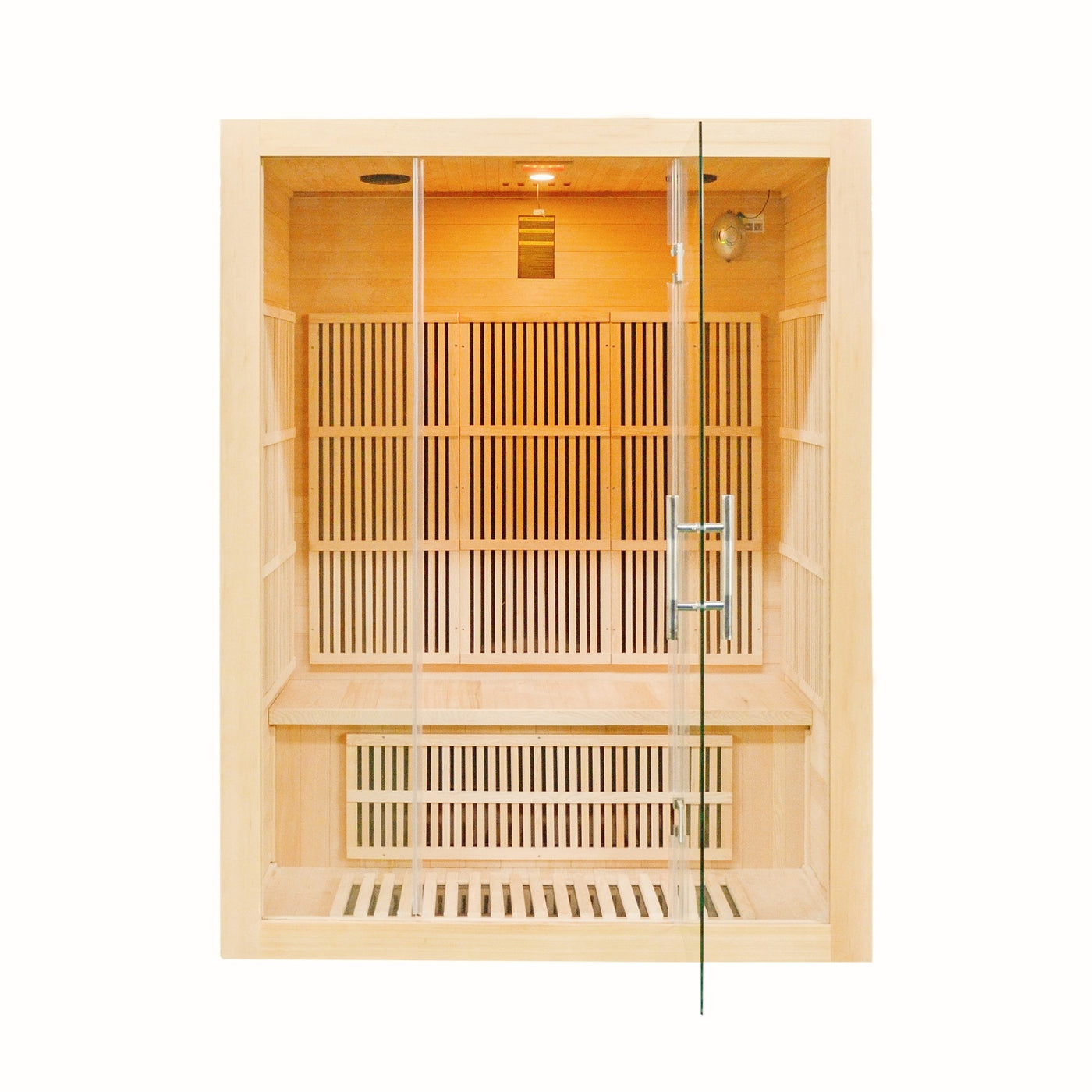 Greenland 3-Person Luxury Far-Infrared Sauna 9 Carbon Heater 2250W Full Glass Front Panel 3Yr Warranty
