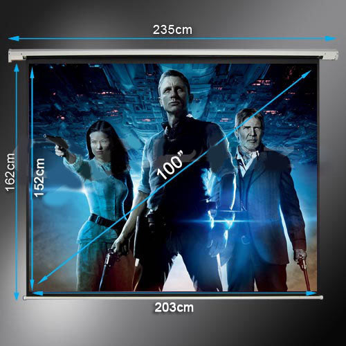 Electric Motorised TV Cinema HD Projector Screen 100" + Remote Control