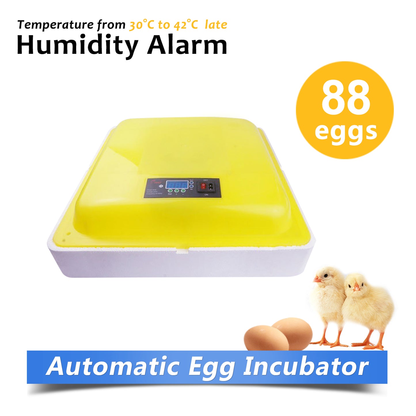 Digital 88 Eggs Incubator With LED Display-Manual Turn