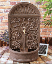 Garden Solar Wall Water Fountain Feature Copper Tuscan Indoor Outdoor 72cm