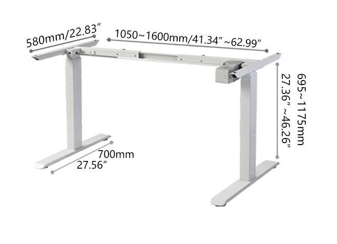 Electric Height-Adjustable Standing Desk  Single Motor 150x70cm White Frame  Maple Top
