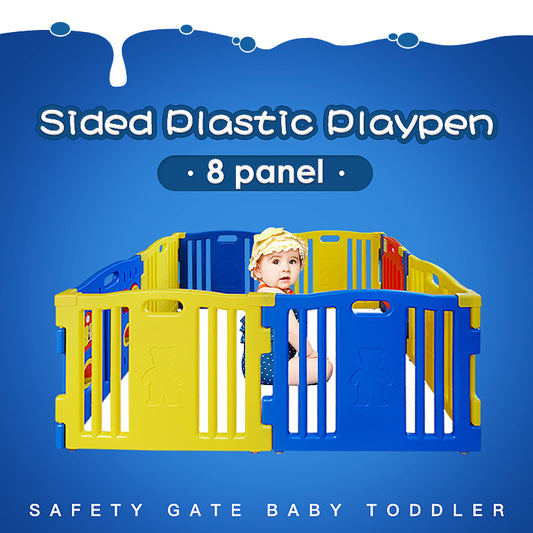 Sided Plastic Playpen Safety Gate Baby Toddler Child 8 panel 1.6x1.6m 3 shapes