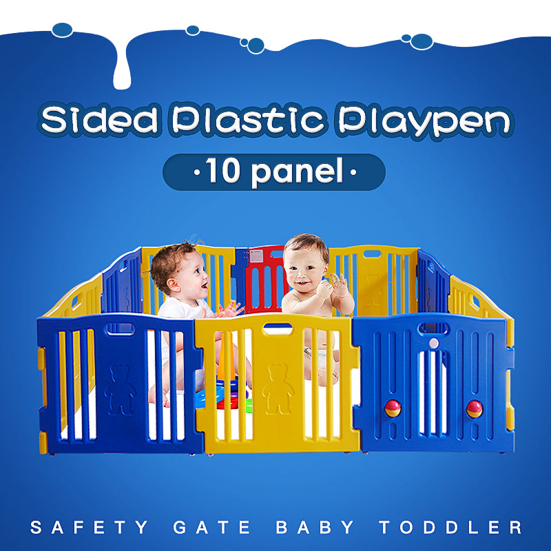 Sided Plastic Playpen Safety Gate Baby Toddler Child 10 panel