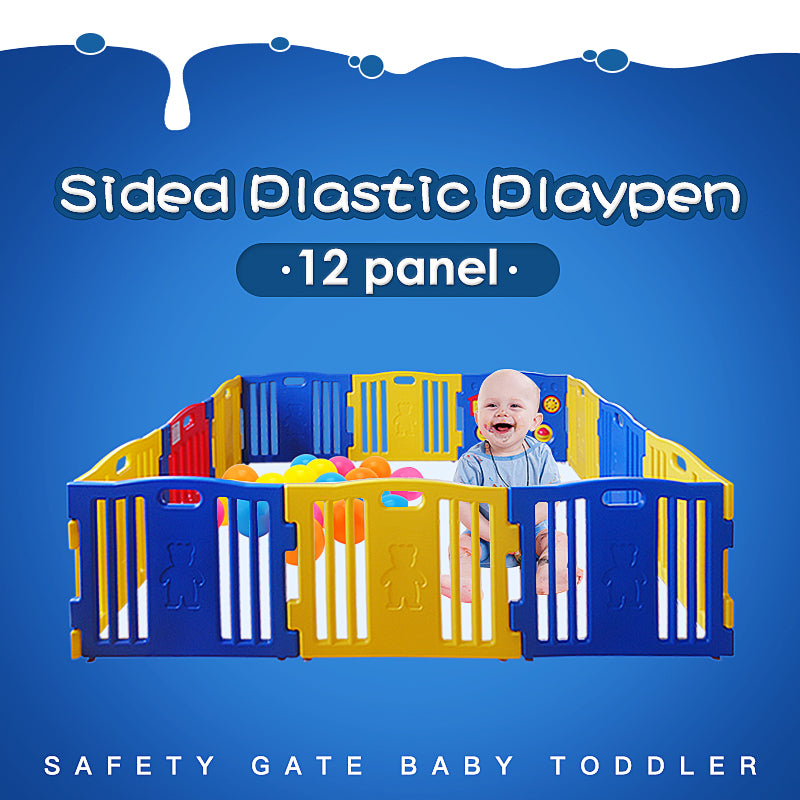 Sided Plastic Playpen Safety Gate Baby Toddler Child 12 panel