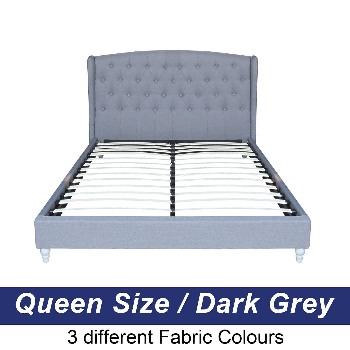 French Provincial Wing Fabric Bed Frame Queen Beige
