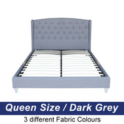 French Provincial Wing Fabric Bed Frame Queen Beige