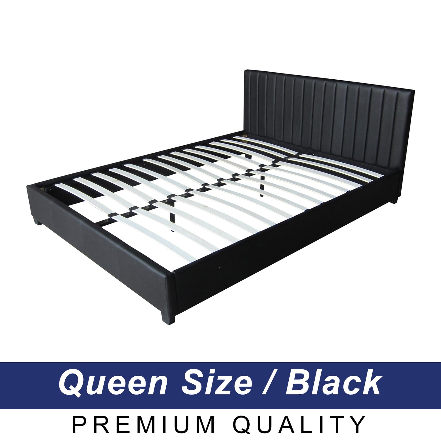 Deluxe Queen Bed Frame PU Leather Black LB12