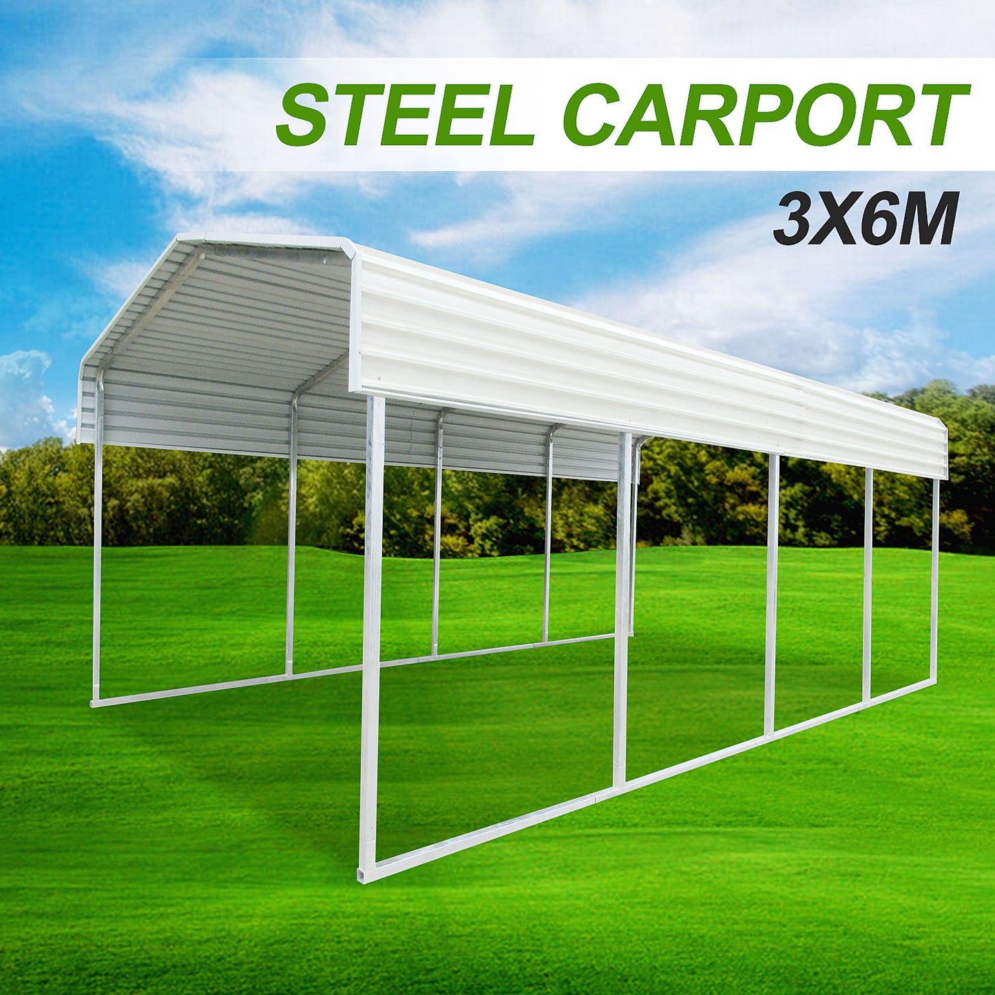 Metal Steel Carport 3.3x6m Cream