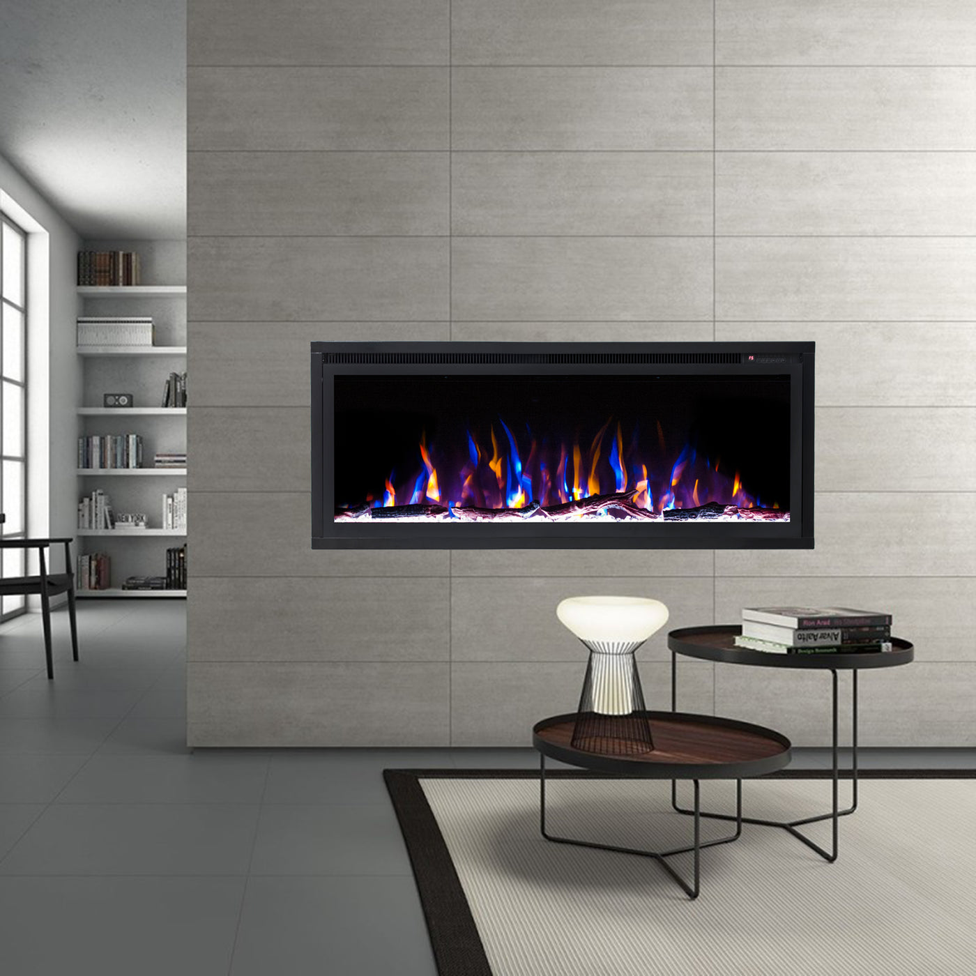 Horizon 72" Slim Trim Black Built-in Recessed / Wall mounted Heater Electric Fireplace