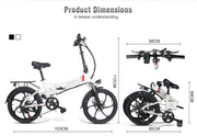 20 Inch SAMEBIKE Folding Electric Bike Bicycle Scooter E-scooter E-bike 350W Motor 10.4Ah Battery Max 35 KPH White