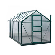 Polycarbonate & Aluminium Walk-in Greenhouse L382xW195x125/195cm Green 6mm double-walled Panel