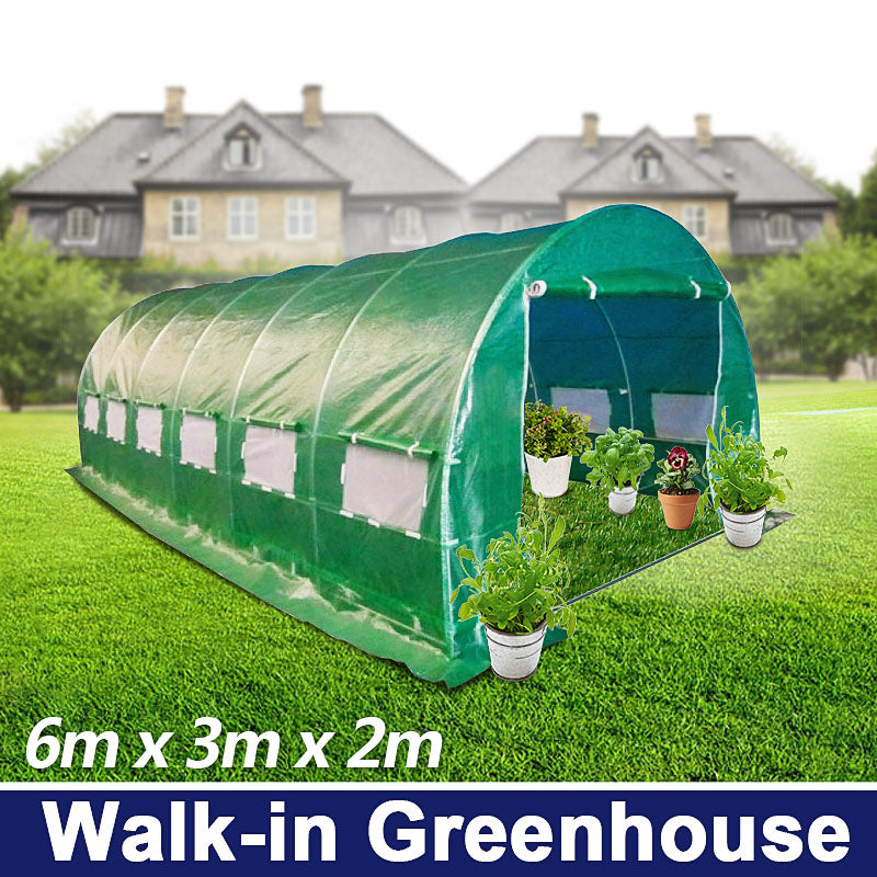 6m x 3m Heavy Duty 0.8x25mm Galvanised Frame Walk-in Greenhouse Frame Only