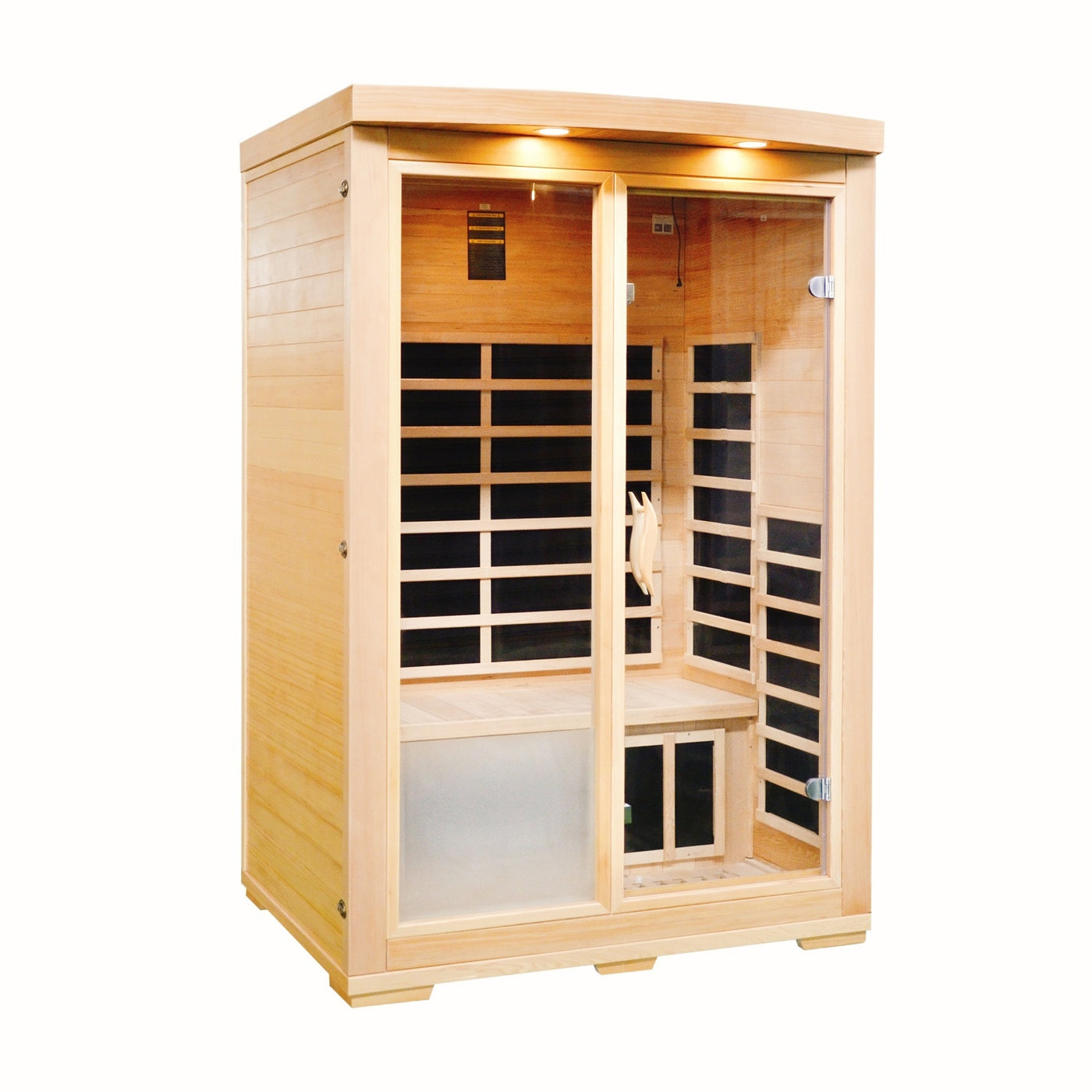 Greenland 2-Person Luxury Far-Infrared Sauna 8 Carbon Heater 1890W Full Glass Front Panel