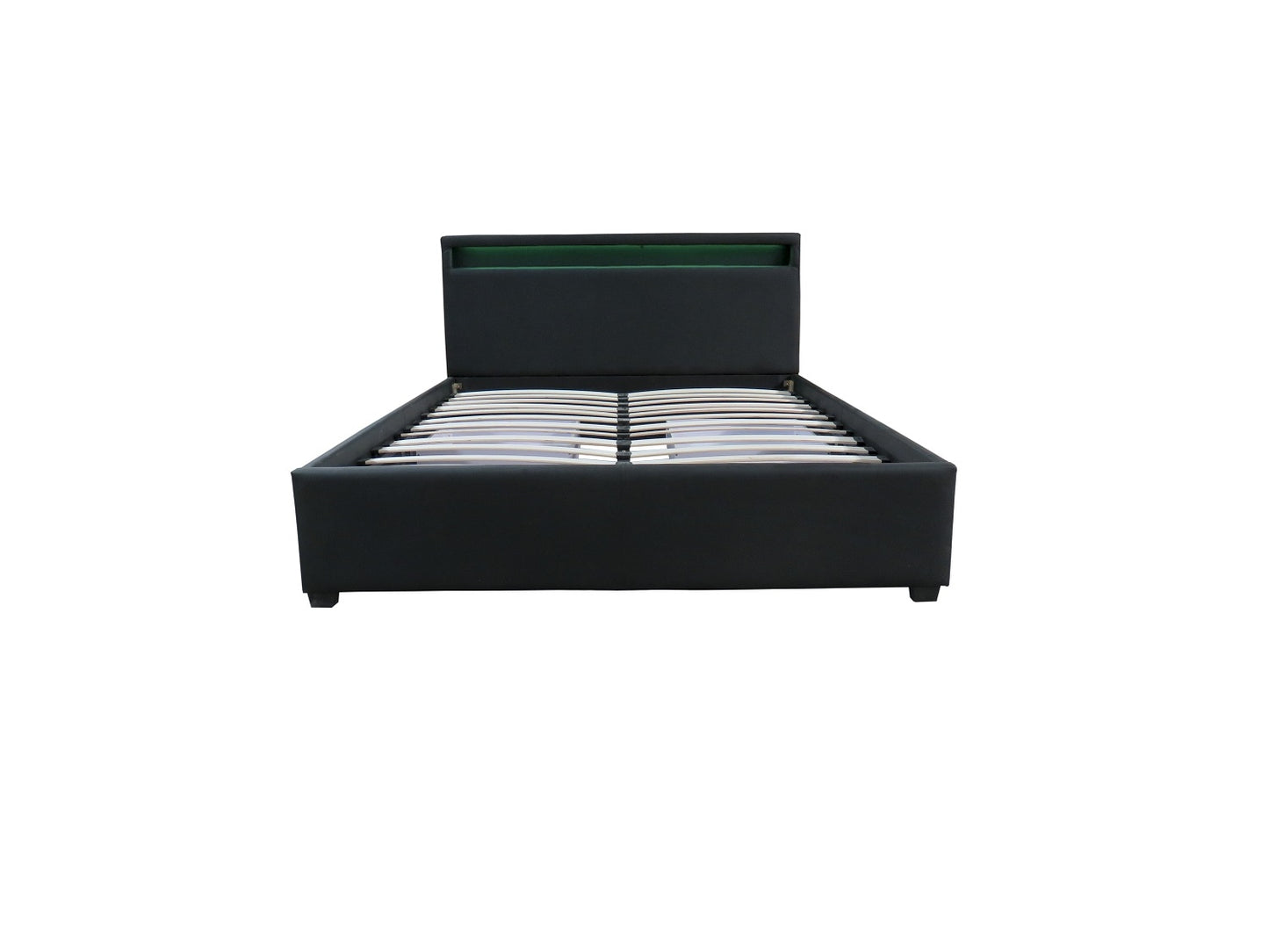 LED Bed Frame Queen Full Size with 4 Drawers Black PU Leather