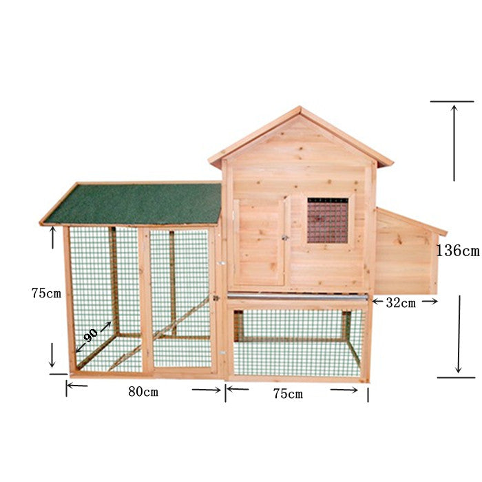 2M Large Villa Chicken Coop Hen House With Nesting Egg Cage