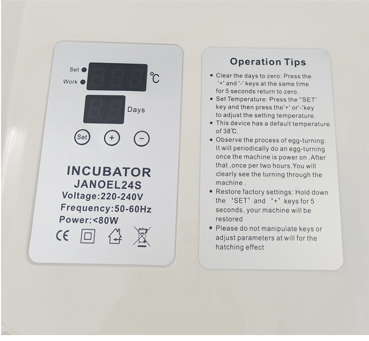 New Upgraded JANOEL Fully Automatic 24 Eggs Incubator