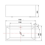 Bathroom Acrylic Free Standing Bath Tub Thin Edge 1500 x 750 x 600 Freestanding (linea Box)