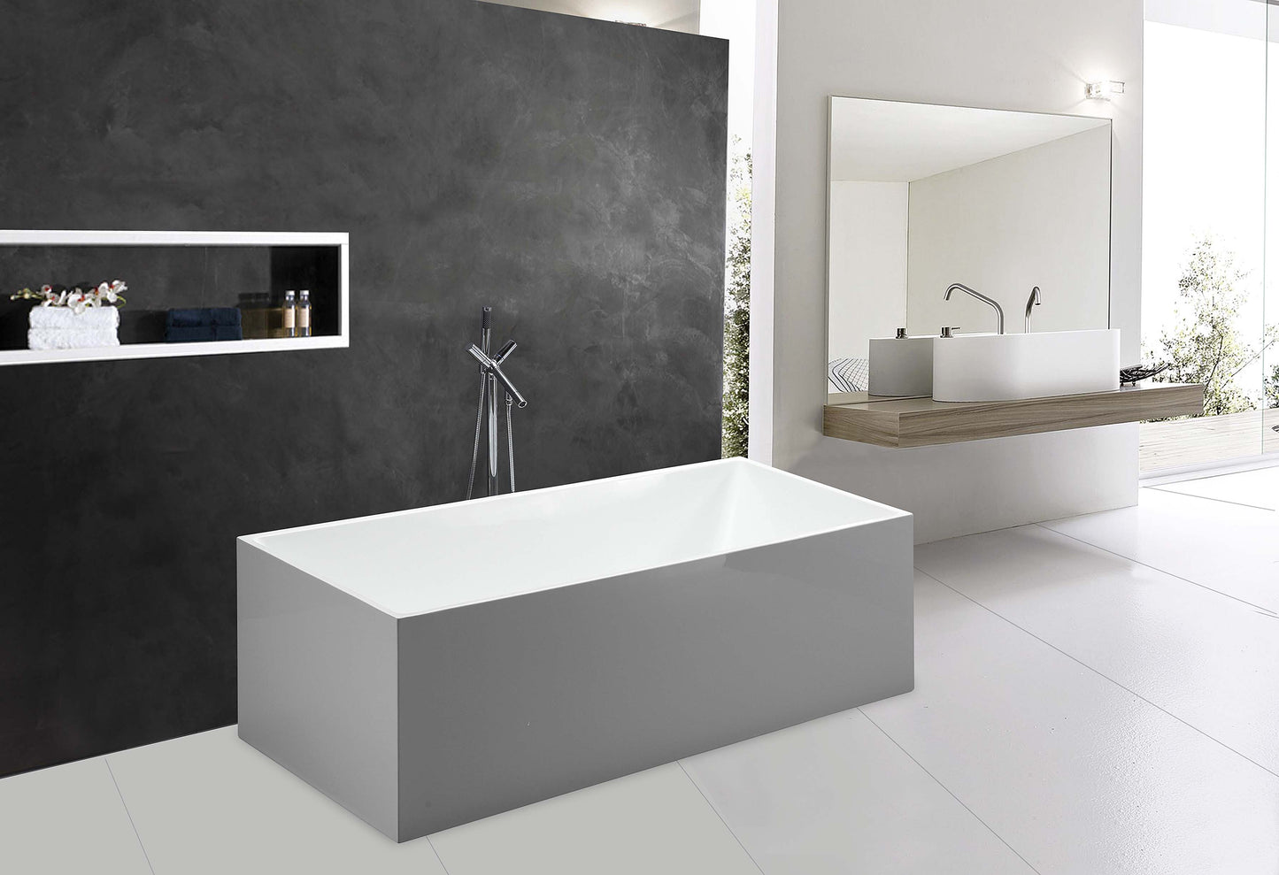 Bathroom Acrylic Free Standing Bath Tub Thin Edge 1500 x 750 x 600 Freestanding (linea Box)