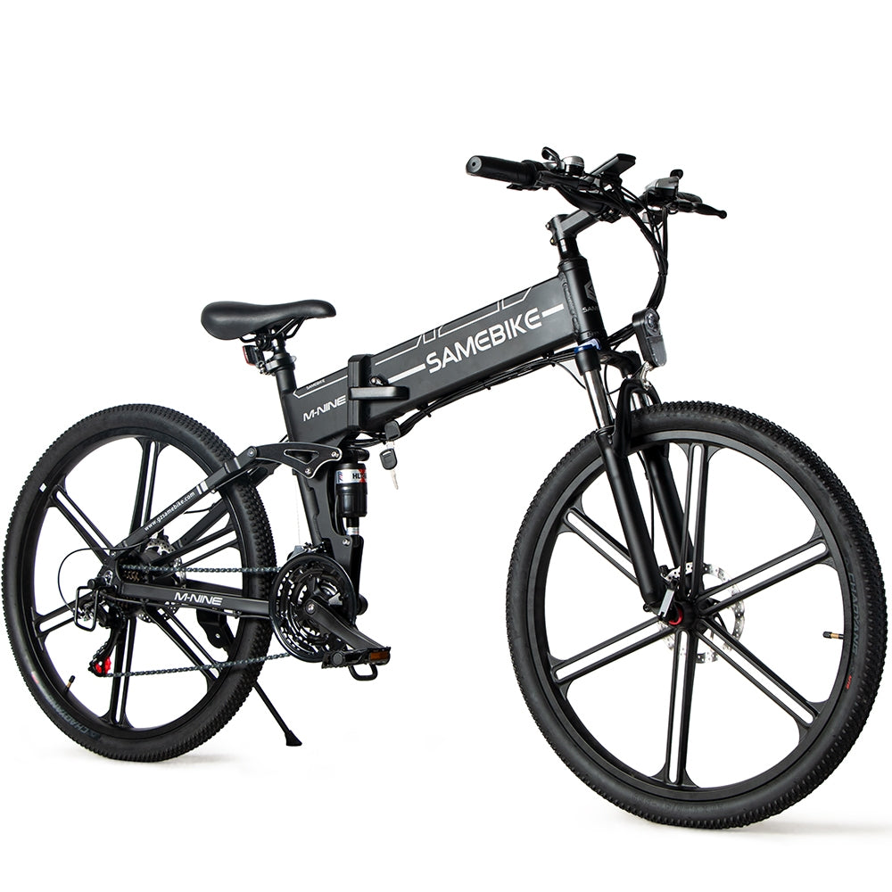 New Upgraded SAMEBIKE 26 Inch 500W Motor Aluminum Folding Electric Bike 48V 10Ah Battery Max 35 KPH BLACK