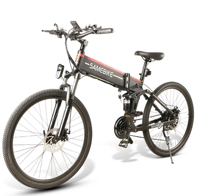 SAMEBIKE 26 Inch Aluminum Folding Electric Bike 350W Motor 10.4Ah Battery Max 30 KPH Black