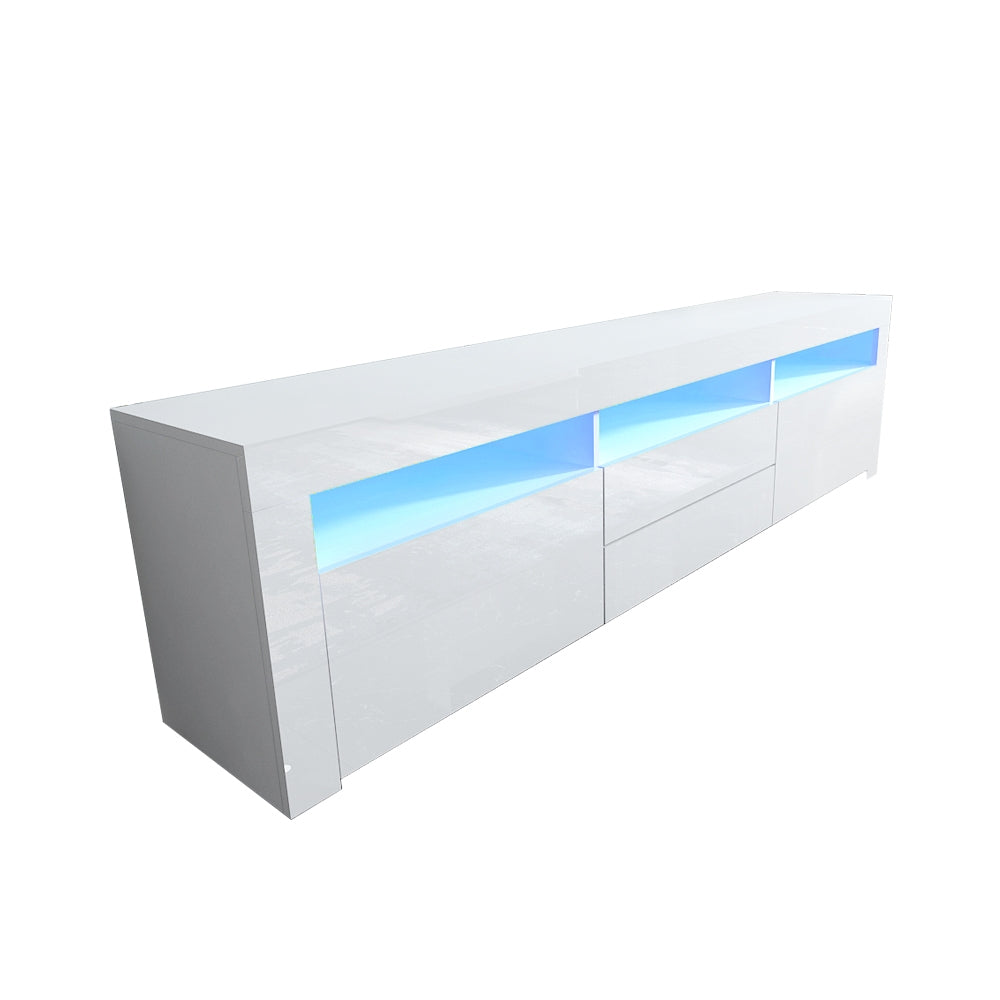 Modern LED TV Cabinet Entertainment Unit Stand High Gloss Furniture 2000mm White