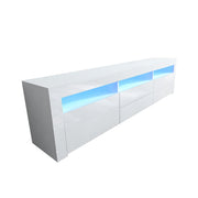 Modern LED TV Cabinet Entertainment Unit Stand High Gloss Furniture 2000mm White