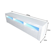 Modern LED TV Cabinet Entertainment Unit Stand High Gloss Furniture 2000mm White