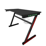 Gaming Desk Z Shaped Computer Desk with LED Lights Cup Holder Headphone Hook 120x60x75cm