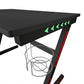 Gaming Desk Z Shaped Computer Desk with LED Lights Cup Holder Headphone Hook 120x60x75cm
