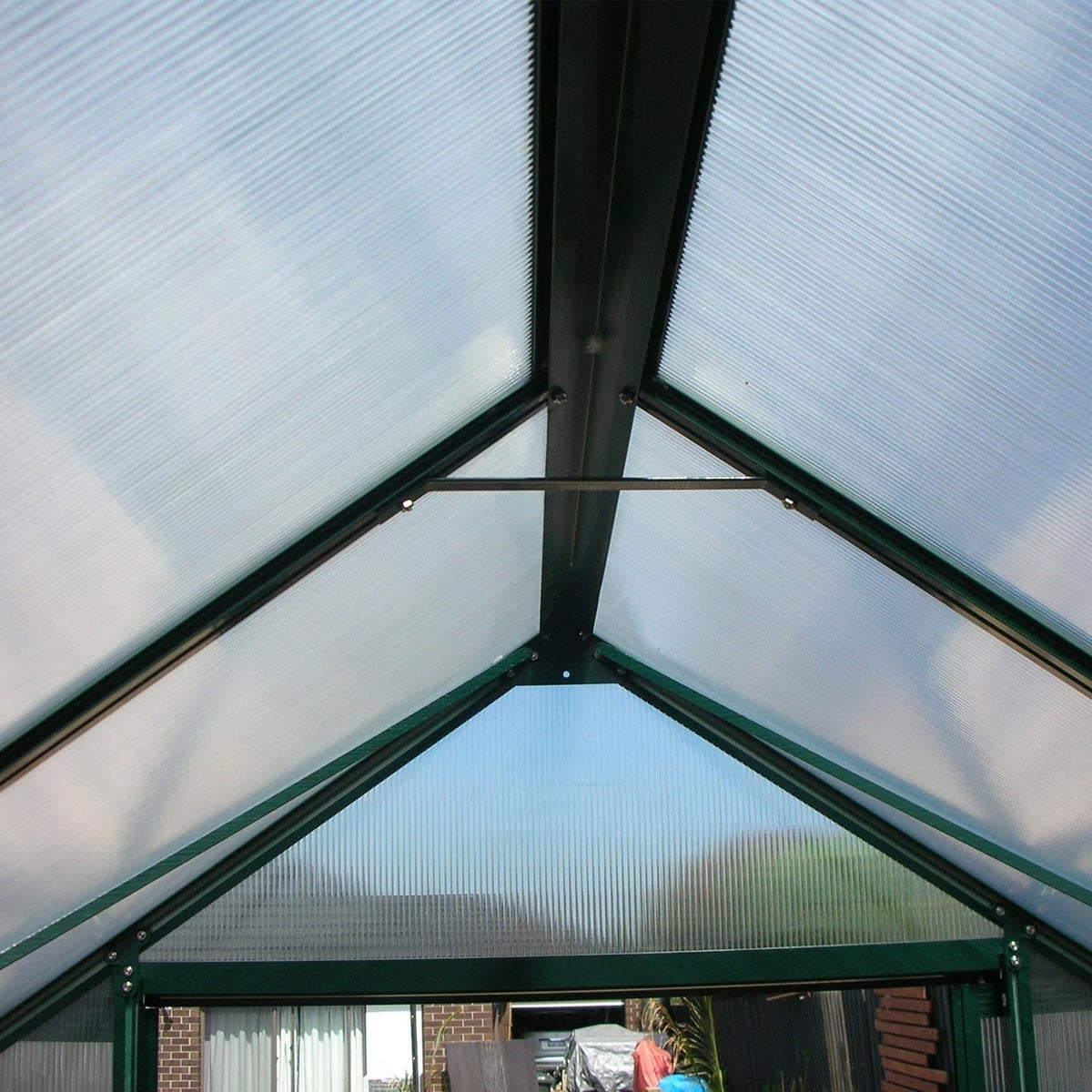 Polycarbonate & Aluminium Walk-in Greenhouse L381xW260cm Green (6mm Panel)