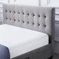Scandinavian Fabric Square Tufted Gas Lift Storage Bed Frame Queen Grey